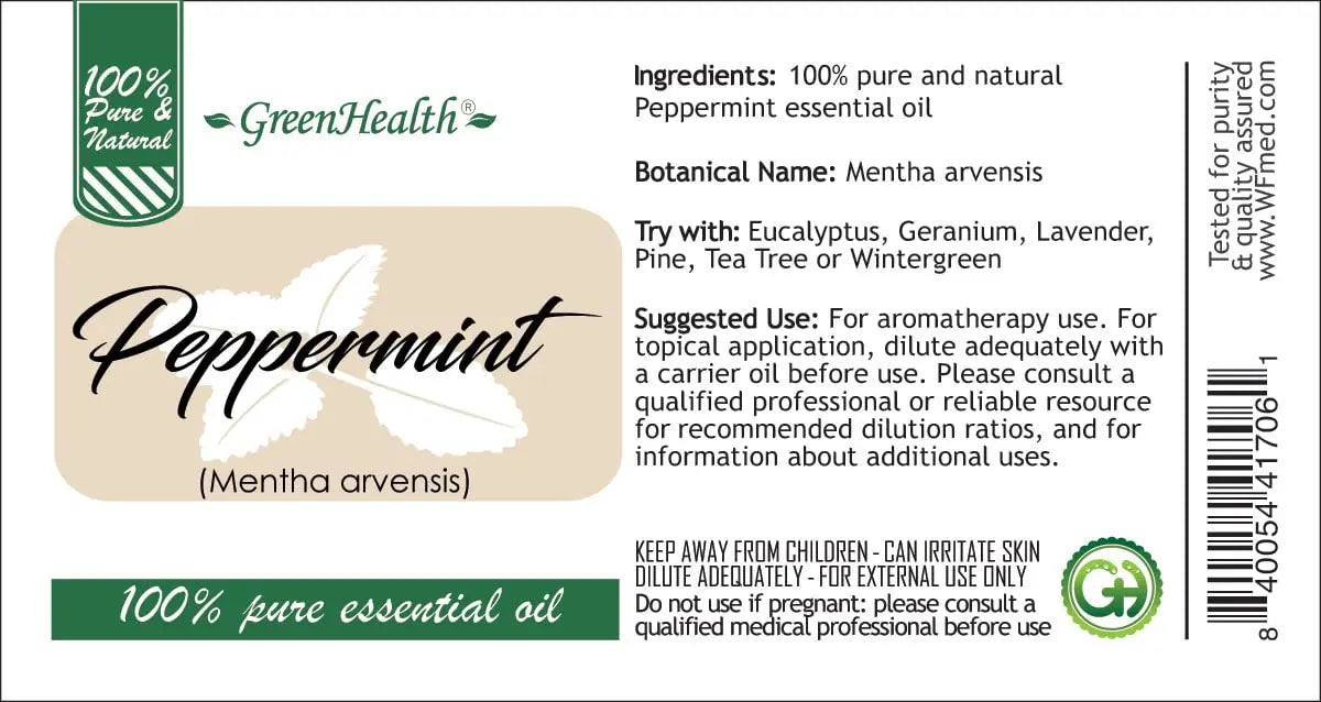 Peppermint Essential Oil - 4 fl oz - 100% Pure Essential Oil - GreenHealth GreenHealth Au supplements