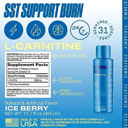 PERFORMIX - SST Support Burn - Fast-Acting L-Carnitine Liquid - Converts PERFORMIX Au supplements