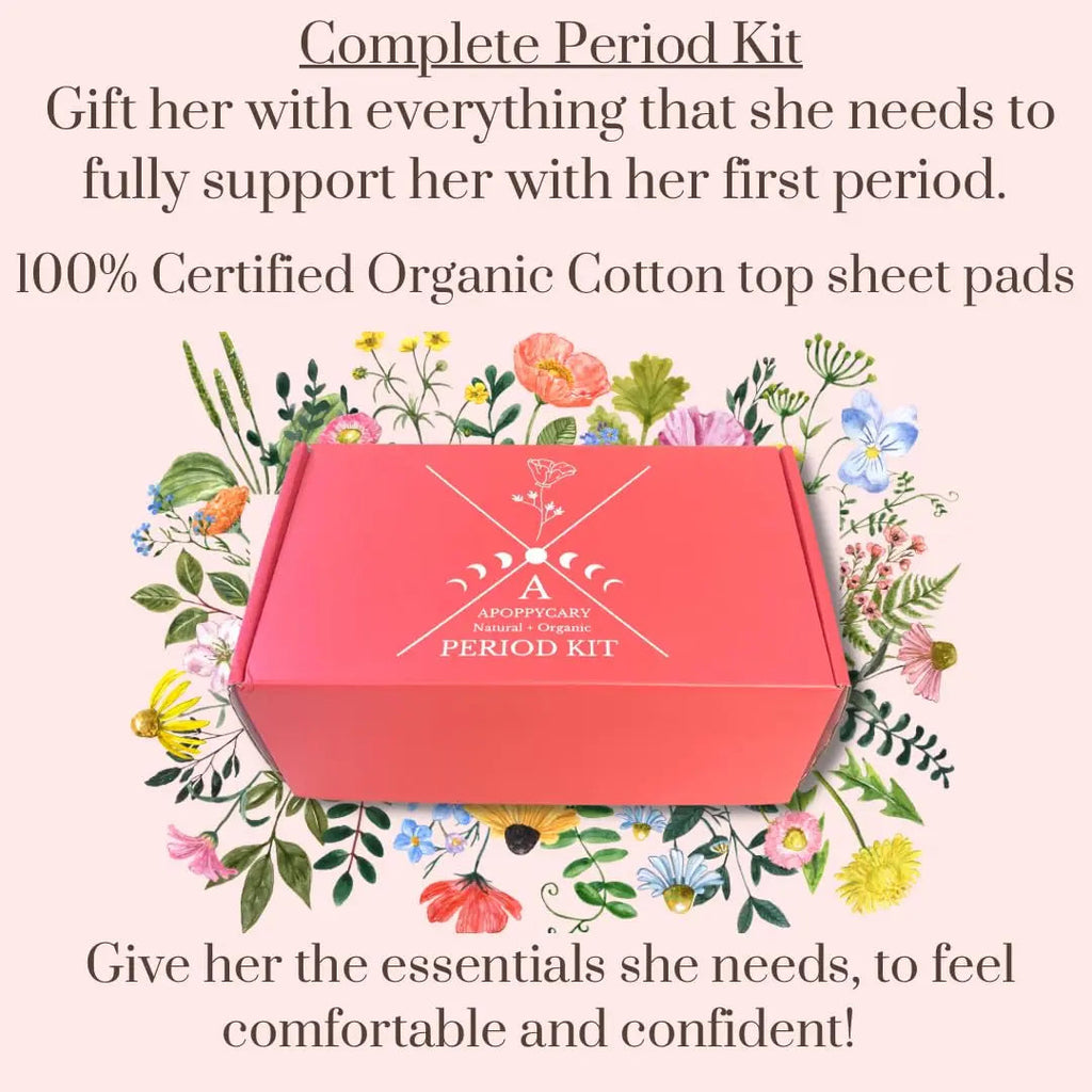 Organic 77 PC Period Kit Moon Box for Teens and Tweens - Organic Cotton Top Sheet Feminine Pads APOPPYCARY Au supplements