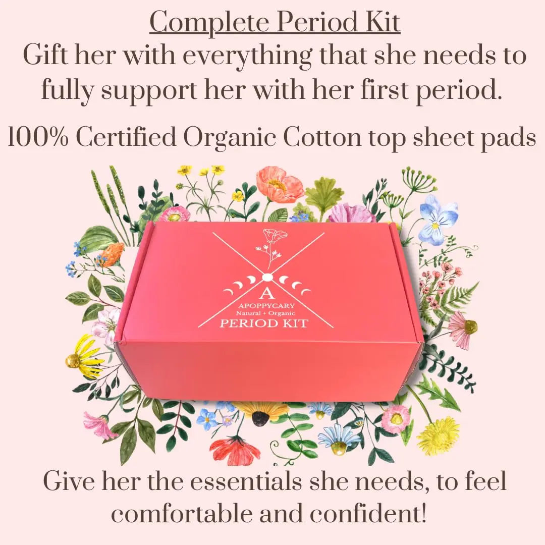 Organic 77 PC Period Kit Moon Box for Teens and Tweens - Organic Cotton Top Sheet Feminine Pads APOPPYCARY Au supplements