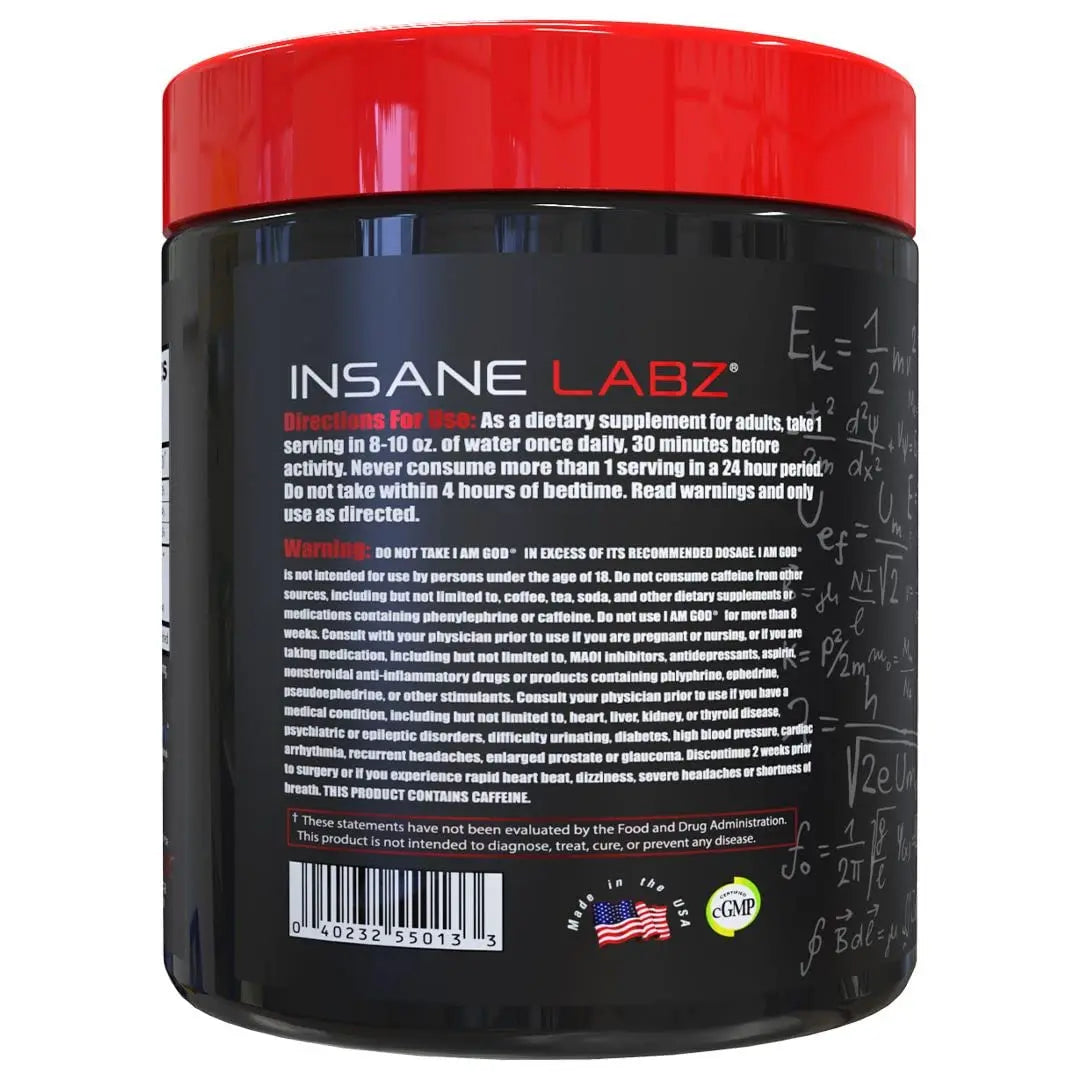 Insane Labz I am God Pre Workout, High Stim Pre Workout Powder Loaded with Creatine Insane Labz Au supplements