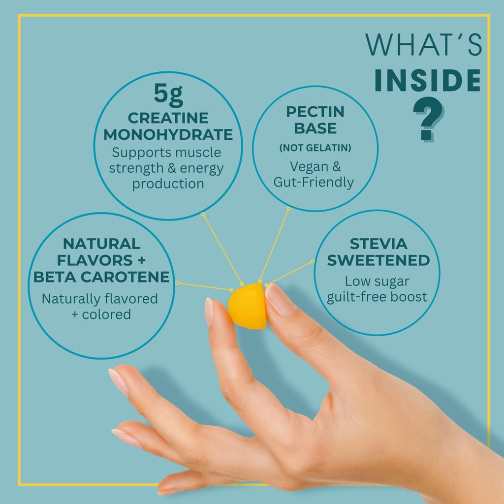 Consult Health CREOVATE CREATINE MONOHYDRATE Gummies 5g Dose for Men & Women to Support Muscle, Strength, Recovery, Cognitive Health & Memory, Zero Sugar, Gluten Free, Natural Lemon, 90 Count Consult Health Au supplements