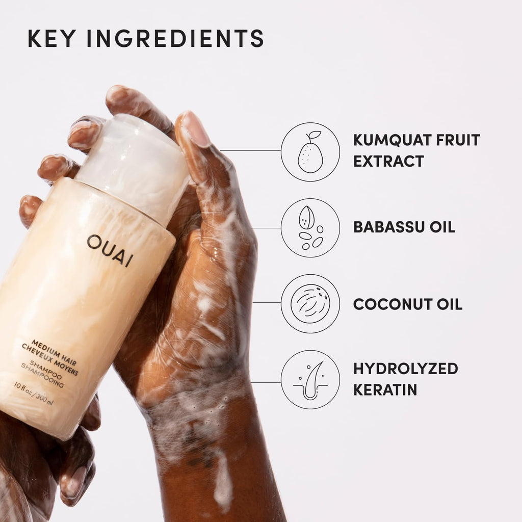 OUAI Medium Shampoo Refill - Hydrating Shampoo with Coconut Oil, Babassu, Kumquat Extract and Keratin - Strengthens, Nourishes and Adds Shine - Paraben, Phthalate and Sulfate Free Hair Care (32 Fl Oz) OUAI Au supplements