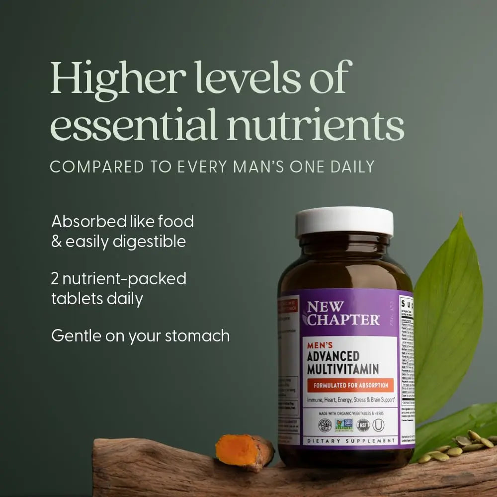 New Chapter Men's Multivitamin Advanced Formula for Stress, Brain, Immune, Heart & Energy Support, Higher Levels of Whole New Chapter Au supplements