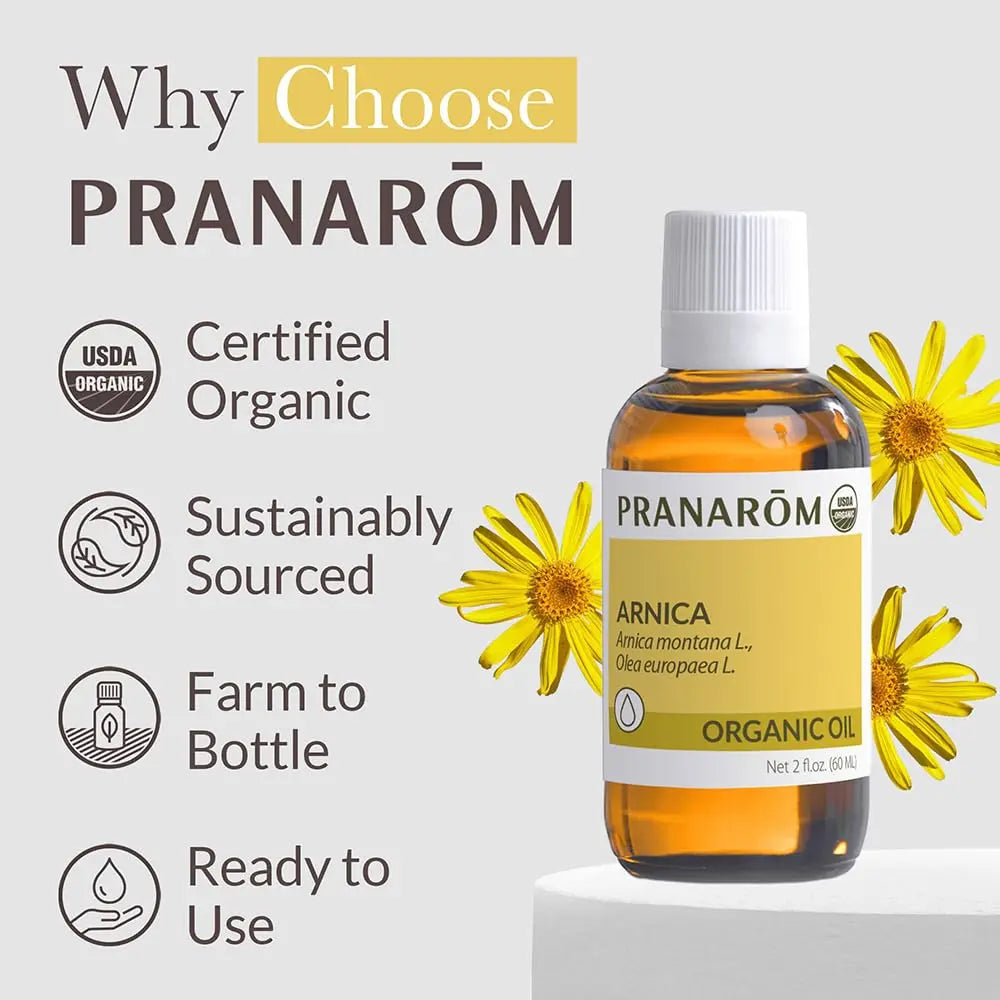 Pranarom - USDA Certified Organic French Arnica Virgin Plant Oil - 2 fl oz Glass Bottle - Massage Oil for Body Pranarom Au supplements