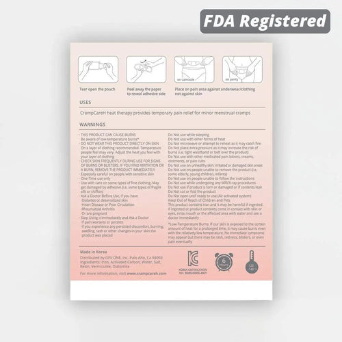 (5 Patches) CrampCareH PMS/Menstrual Cramps Relief Heat Patch with Wide Wings, FDA Registered CrampCareH Au supplements