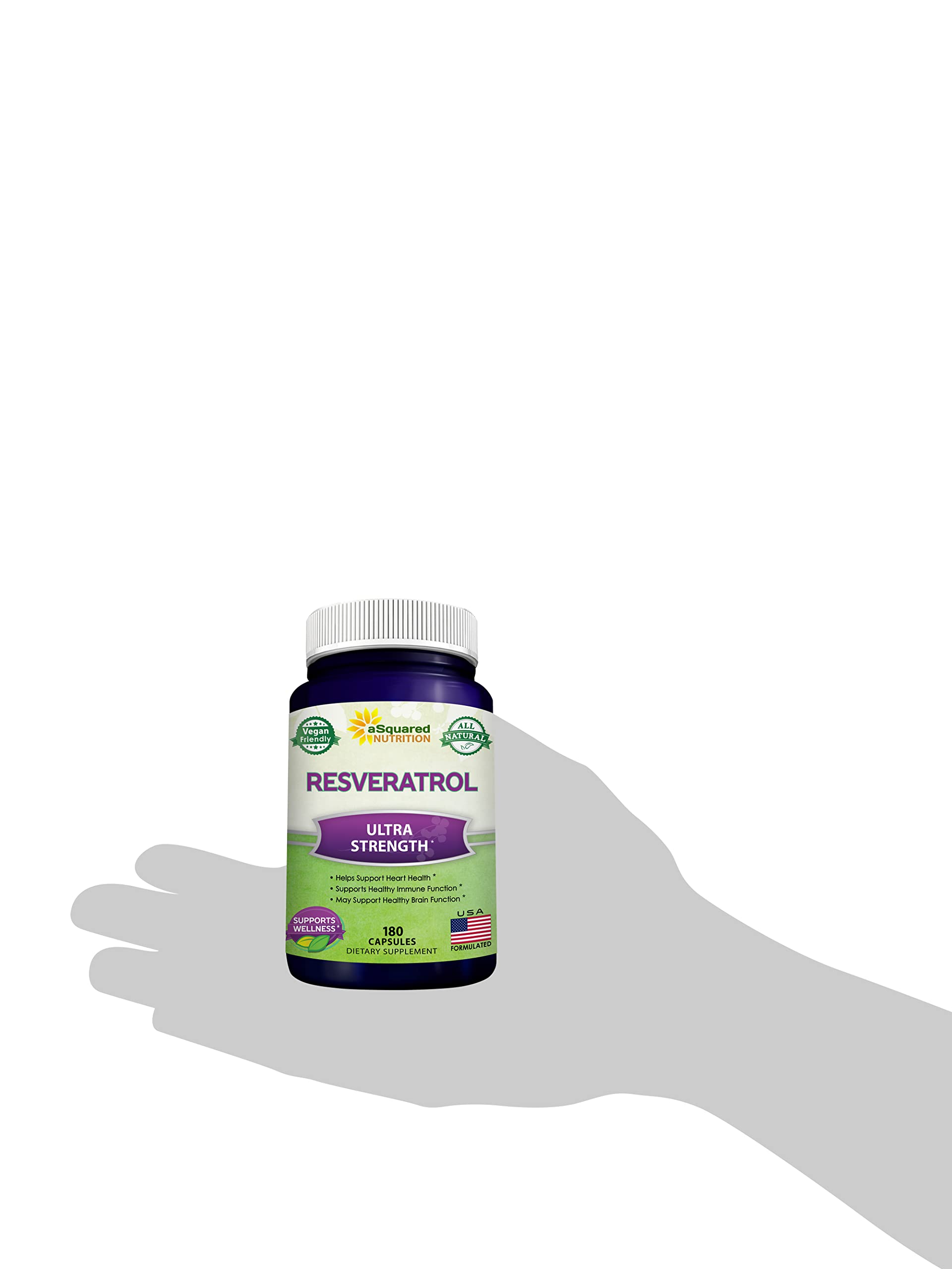 100% Natural Resveratrol - 1000mg Per Serving Max Strength (180 Capsules) Antioxidant Supplement, Trans-Resveratrol Pills