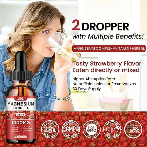 Triple Magnesium Complex Supplement, Magnesium Glycinate, Blend, Citrate Liquid Drops dilib Au supplements