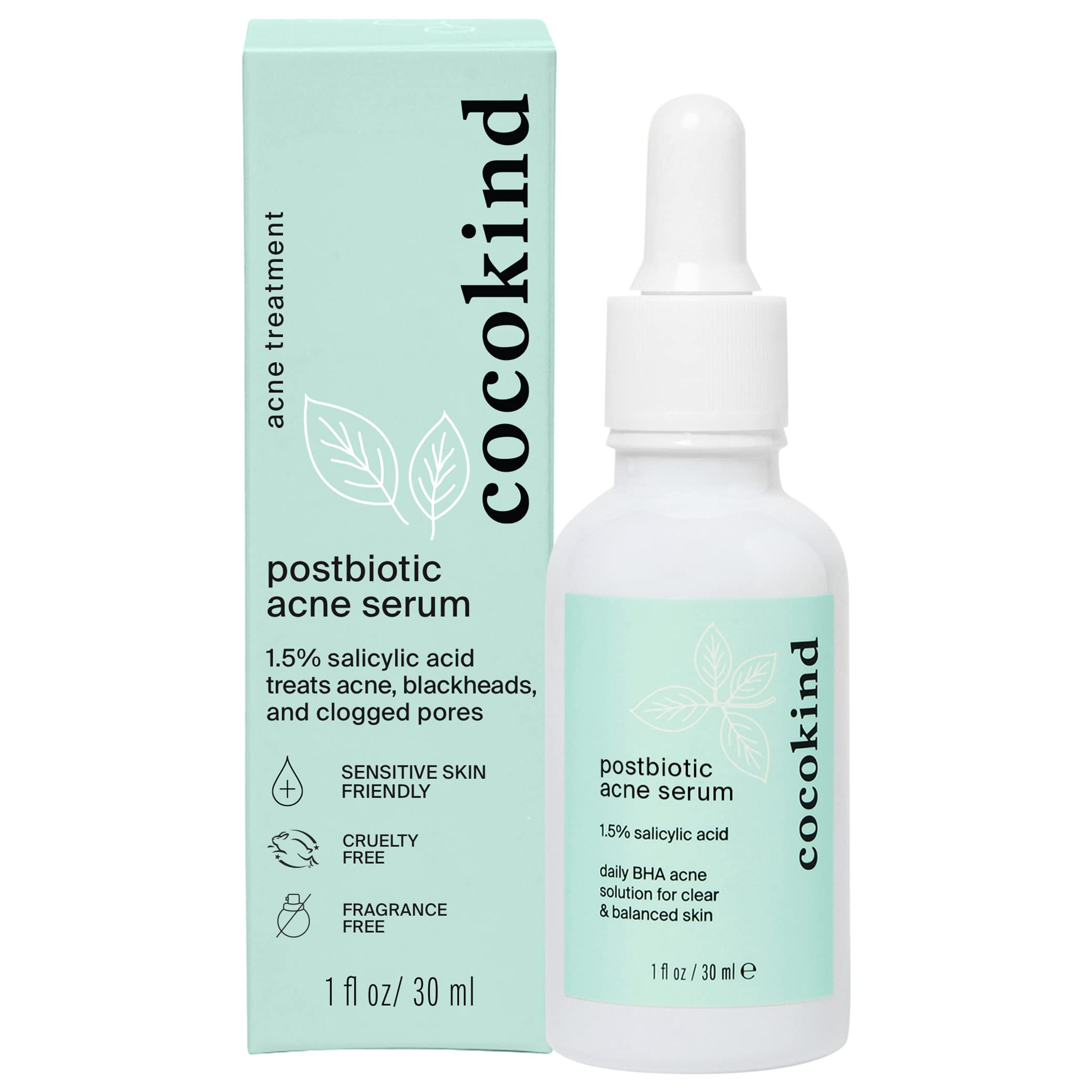 Cocokind Postbiotic Acne Serum, Salicylic Acid Serum and BHA Liquid Exfoliant - Exfoliating, Brightening and Hydrating Serum Cocokind Au supplements