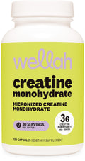 Wellah Creatine Monohydrate Capsules (3000 mg) 120 Capsules - Micronized Creatine, 30 Servings