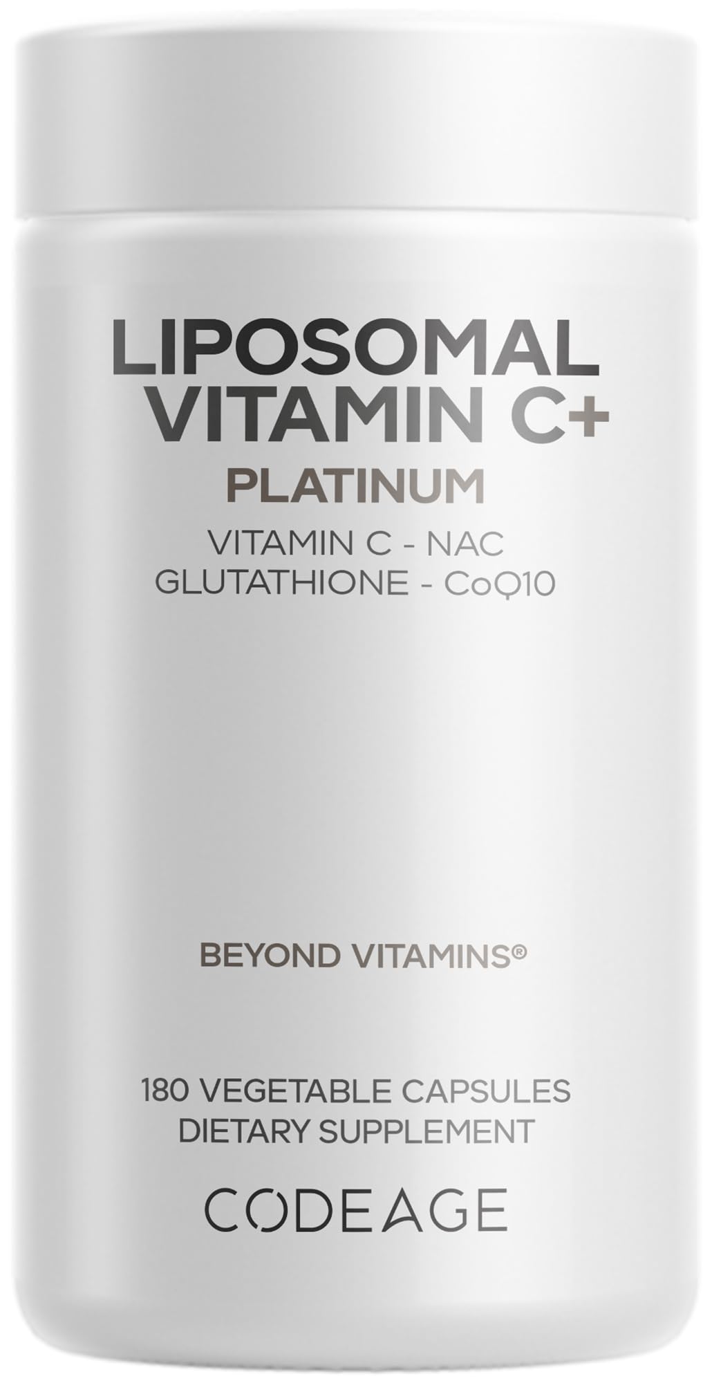 Codeage Liposomal Vitamin C+ Platinum - 1000 Mg Vitamin C Vitamins, Glutathione, NAC (N Acetyl Cysteine), Resveratrol, CoQ10, Rutin, Elderberry, Quercetin, Rosehip, Citrus Bioflavonoids - 180 Capsules Codeage Au supplements
