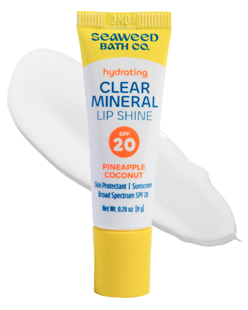 Seaweed Bath Co. Hydrating Clear Mineral Lip Shine - SPF 20 Sunscreen Zinc Oxide Lip Balm - Nourishing Care to Hydrate & Protect Dry