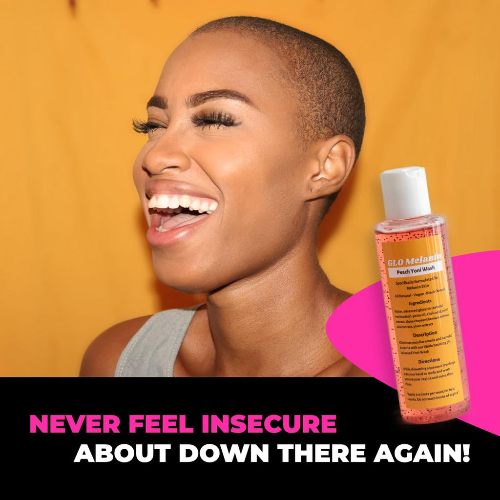 GLO Melanin Peach Yoni Wash with Aloe Vera, All Natural Feminine Wash for Women pH Balance Glo Melanin Au supplements