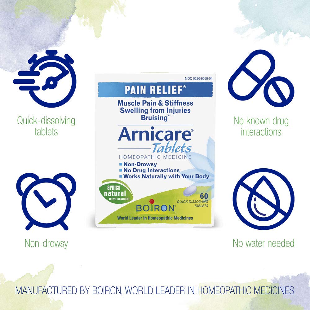 Boiron Arnicare Tablets for Pain Relief from Muscle Pain, Joint Soreness, Swelling from Injury or Bruises - 120 Count (2 Pack of 60) Boiron Au supplements