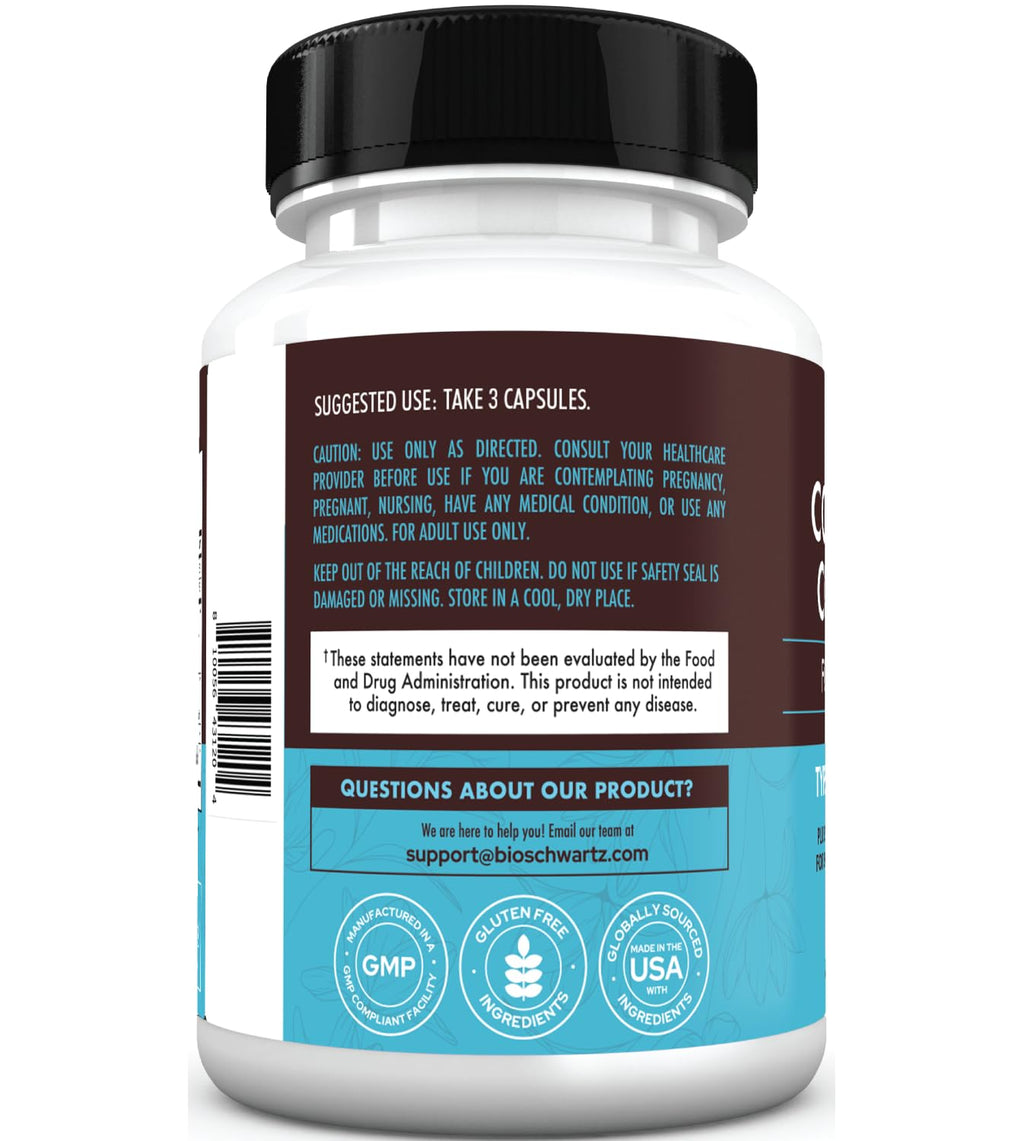 BioSchwartz Hydrolyzed Collagen Peptide Capsules - Multi Collagen Supplements for Women Types I, II, III, V, X with Vitamin C, Biotin,