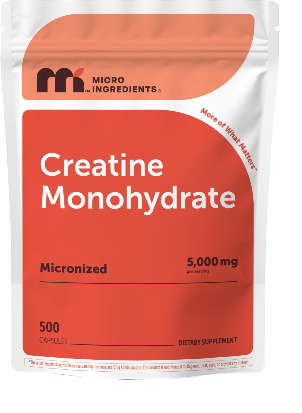 Creatine Monohydrate 5,000mg, 500 Capsules | Pure Creatine Pills – Micronized + Unflavored Powder Source, Easy Absorption | Keto, Non-GMO