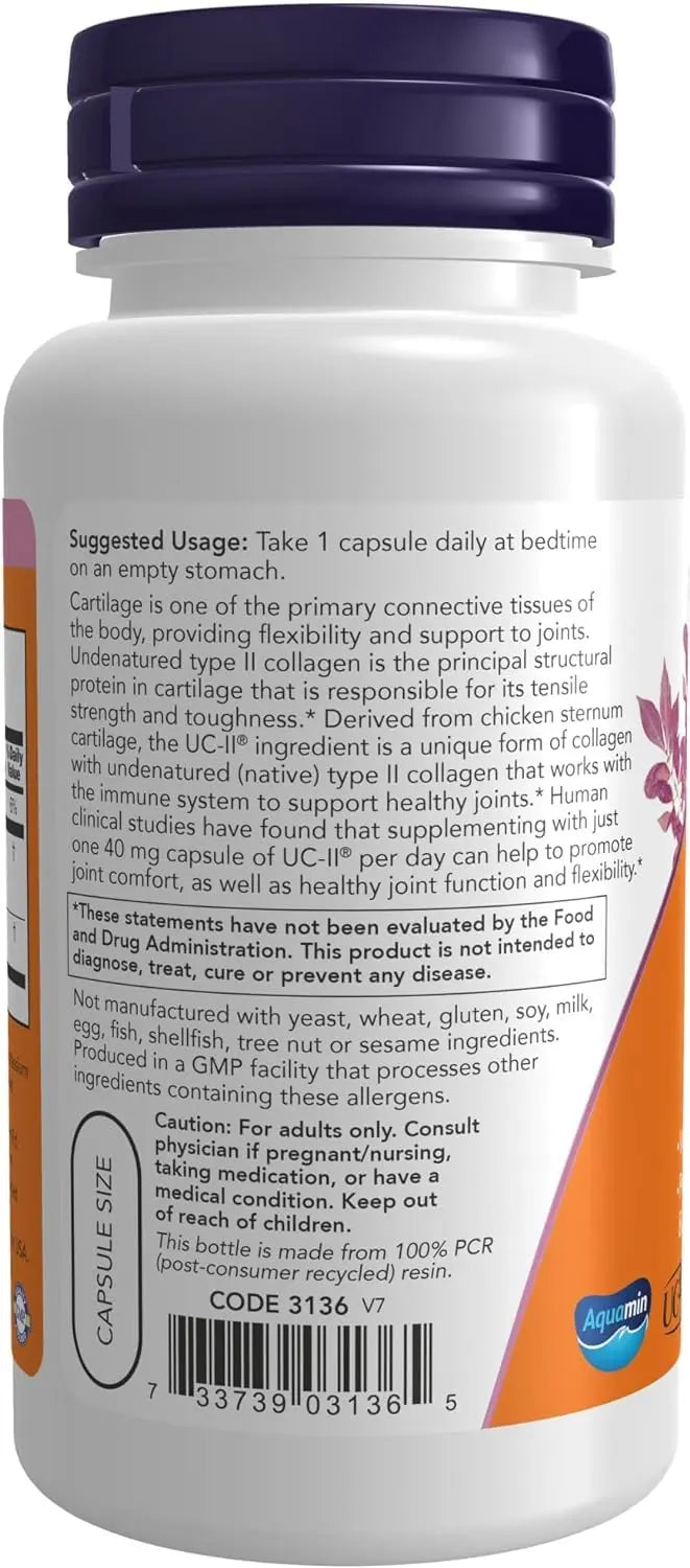 Now Supplements, UC-II Type II Collagen with Undenatured Type II Collagen, 120 Veg Capsules Tudor Au supplements
