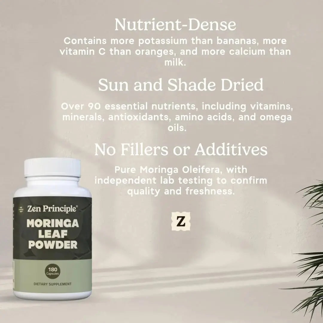 Zen Principle Organic Moringa Oleifera. Ultra-Premium. Provides an All Natural Energy Boost and Multi-Vitamin Zen Principle Au supplements