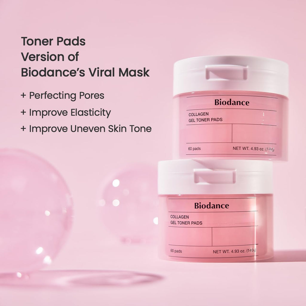 Biodance Collagen Gel Toner Pads, Pore Minimizer for Face, Improving Elasticity, Plumping Toner Pads for Sensitive Skin