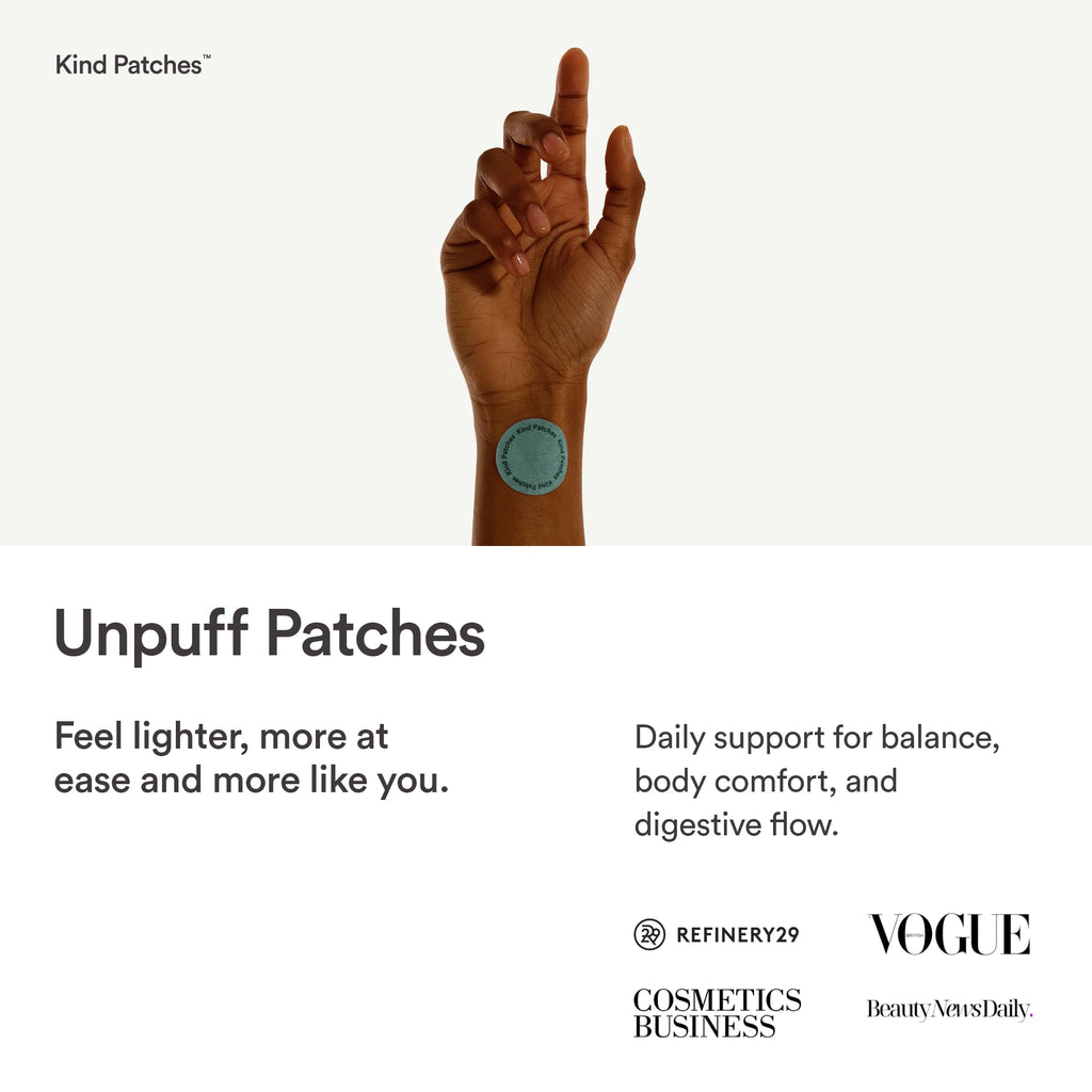 Kind Patches Unpuff Patches with Dandelion Root, Fennel, Artichoke, Ginger, and Turmeric Extract - Vegan - 30 Count
