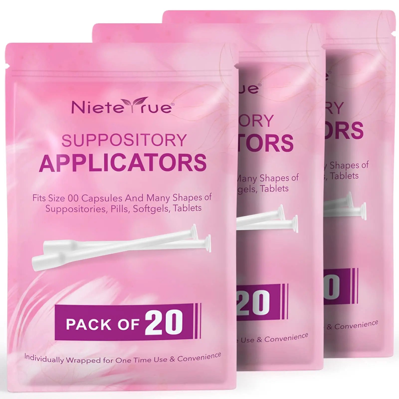 (60 Counts) Nieteyrue Suppository Applicator for Women Fit to Size 00 Cap-sules Soft Tip Auxiliary Tool Nieteyrue Au supplements