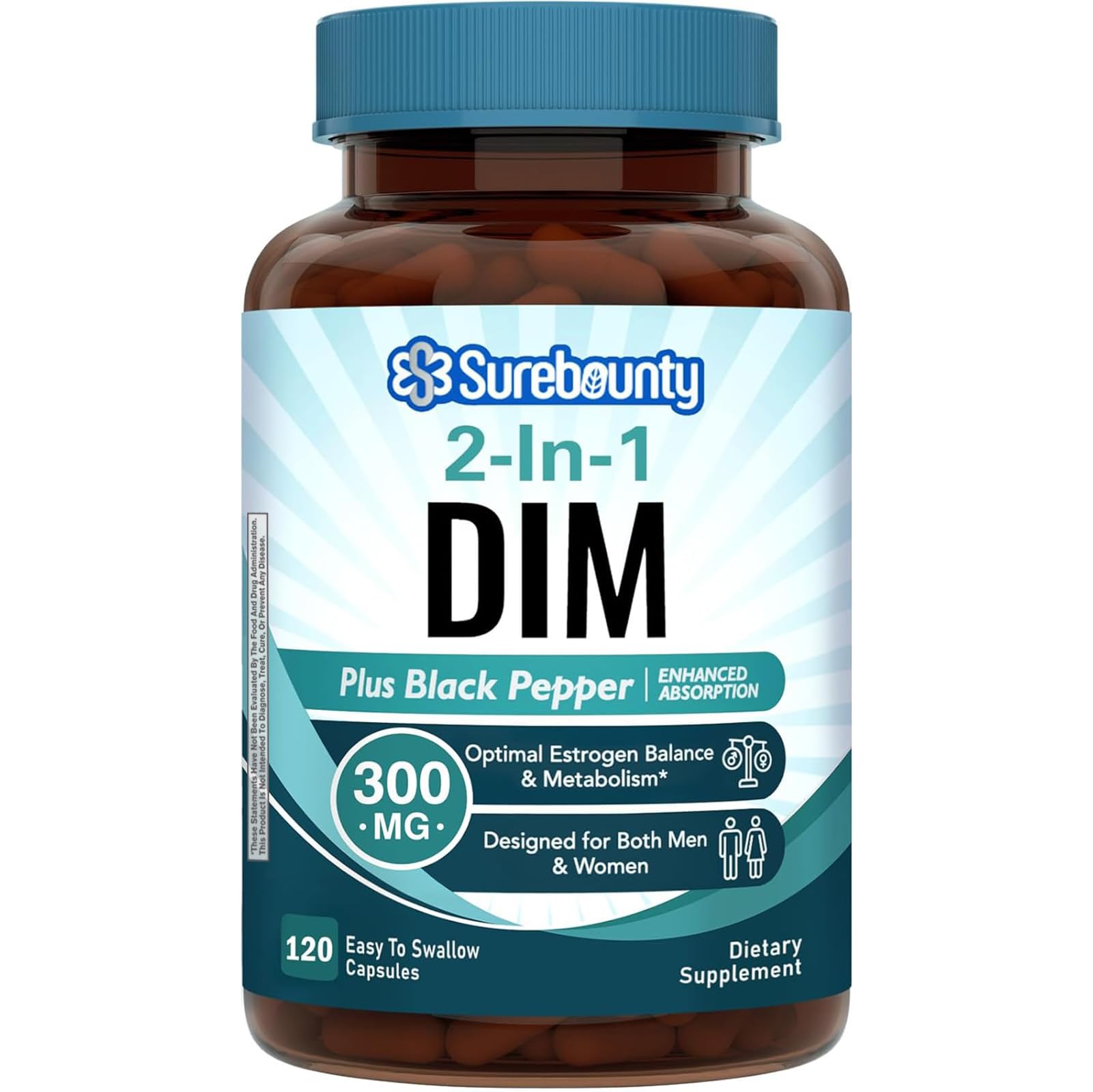 Surebounty DIM Supplement 300mg for Women & Men, Estrogen Balance & Metabolism, Hormone Balance, Menopause Support, Energy Maintainence, High Absorption with Black Pepper Extract, 120 Caps Surebounty Au supplements