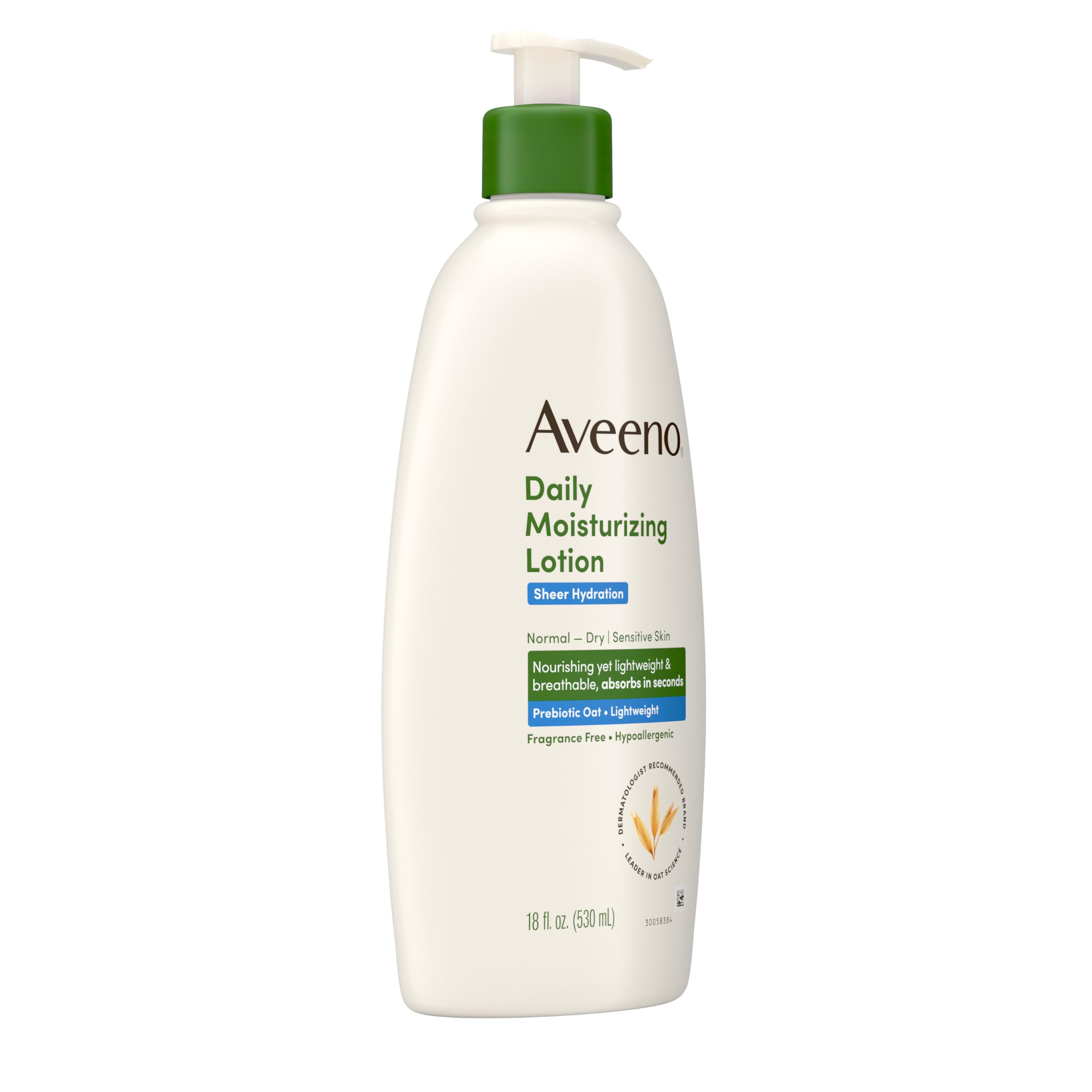 Aveeno Sheer Hydration Fragrance-Free Daily Moisturizing Lotion with Prebiotic Oat for Dry Skin, Lightweight