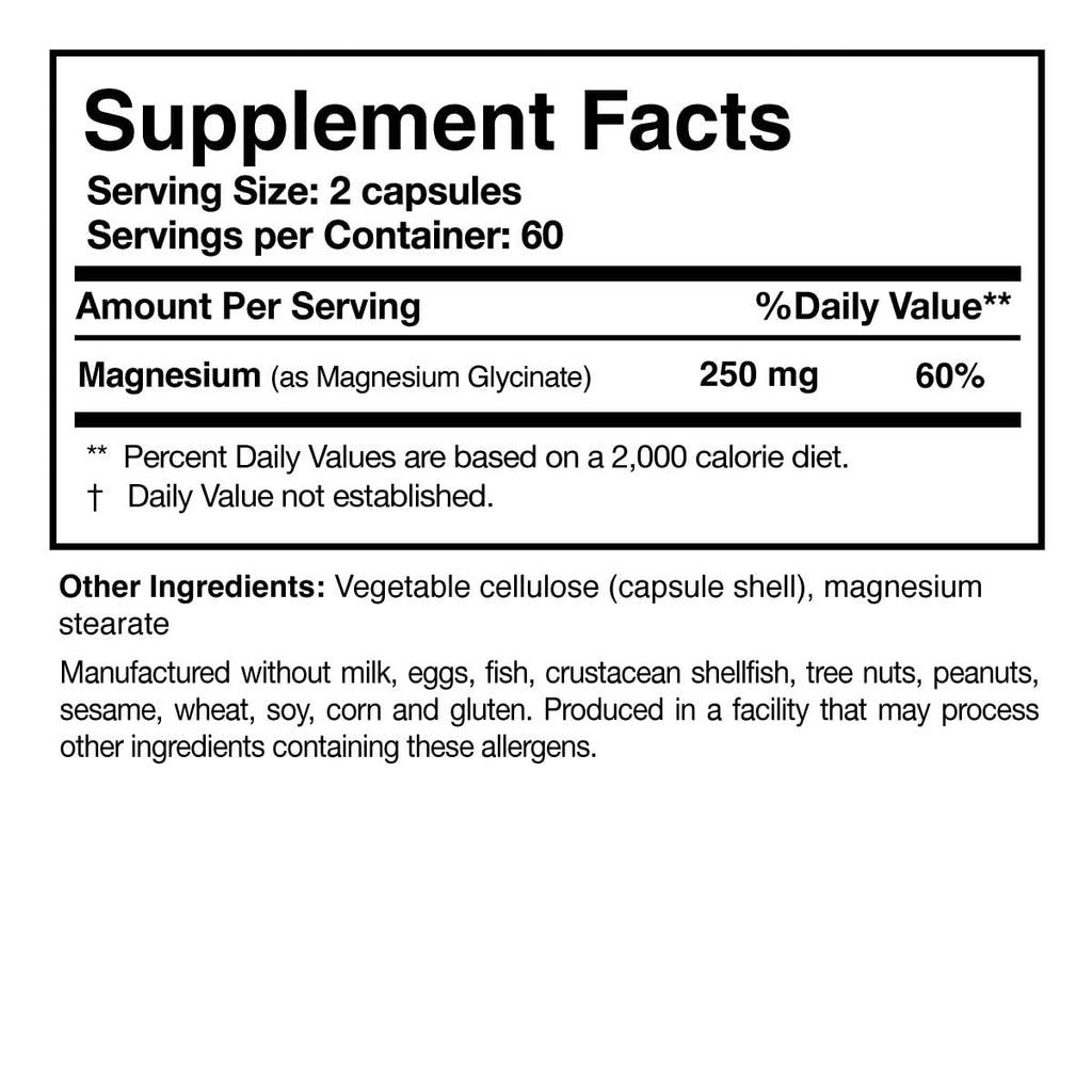 Researched Nutritionals Magnesium Glycinate Capsules - 125mg High Absorption Magnesium Glycinate Supplement to Support Healthy Bones and Energy Production - Vegan & Non-GMO (120 Capsules) Researched Nutritionals Au supplements