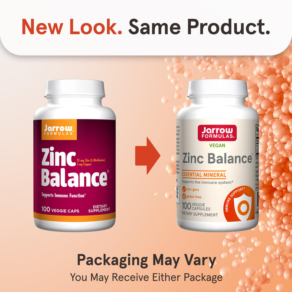 Jarrow Formulas Zinc Balance 15 mg - 100 Servings (Veggie Caps) - Zinc with Copper - Essential Minerals for Immune System Support - Immune Support Supplement - Gluten Free Copper Supplement, Vegan Jarrow Formulas Au supplements
