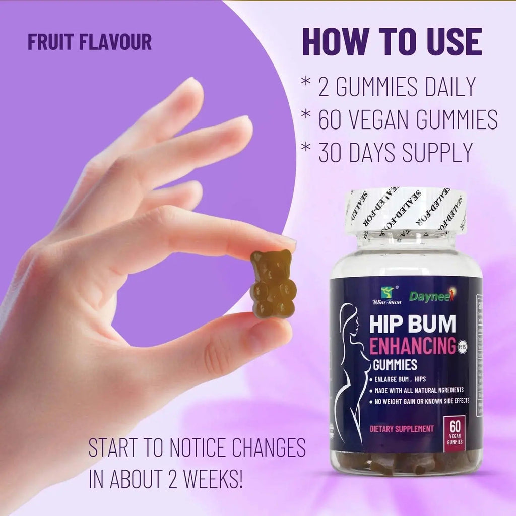 Wins Town Hip Butt Enhancement Gummies, Booty Multivitamins Supplements for Firm and Lift Bigger Buttocks for Women, 60 Count Wins Town Au supplements