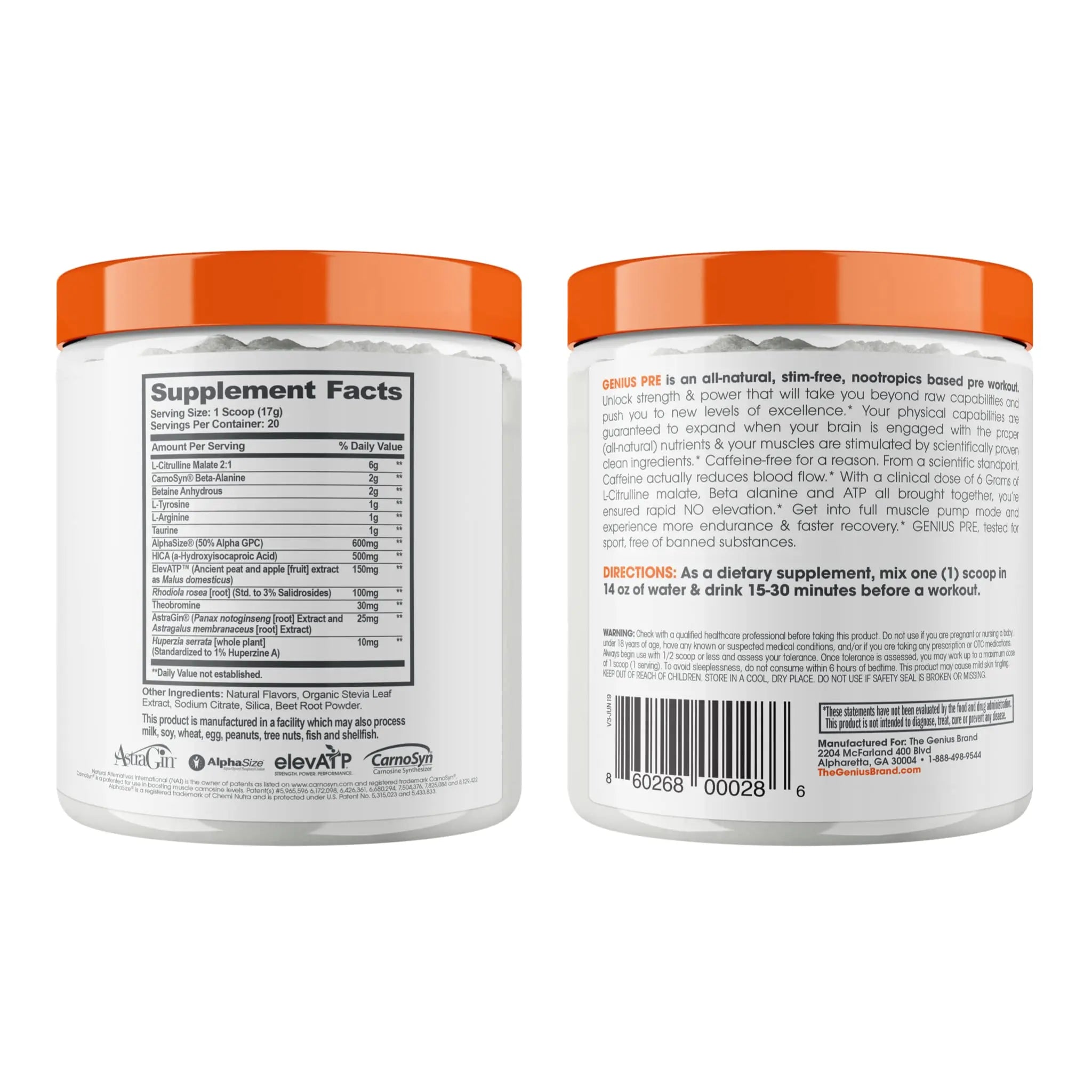 Genius Pre Workout Powder, Grape Limeade - All-Natural Nootropic Pre-workout The Genius Brand Au supplements