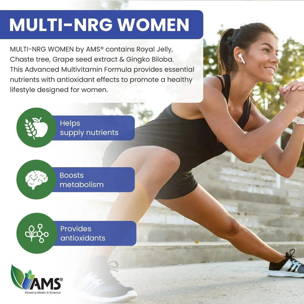 America Medic & Science Multivitamins for Women, Multi-NRG, 45 Coated Caplets, One Daily, Immune Support Supplements, Vitamin C & B Complex America Medic & Science Au supplements