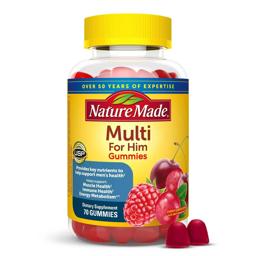 Nature Made Multi for Him, Mens Multivitamins Gummies, Energy Metabolism Support, Multivitamin for Men, 70 Gummy Vitamins and Minerals, 35 Day Supply Nature Made Au supplements