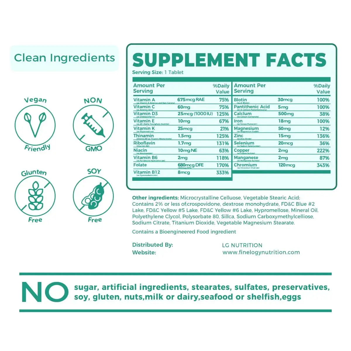 finelogy Womens Multivitamin - Essential Nutrients with Iron, Vitamins A, C, D3, K, B6 and B12 Supplements for Women’s Health, Energy Hair Skin & Nails finelogy Au supplements