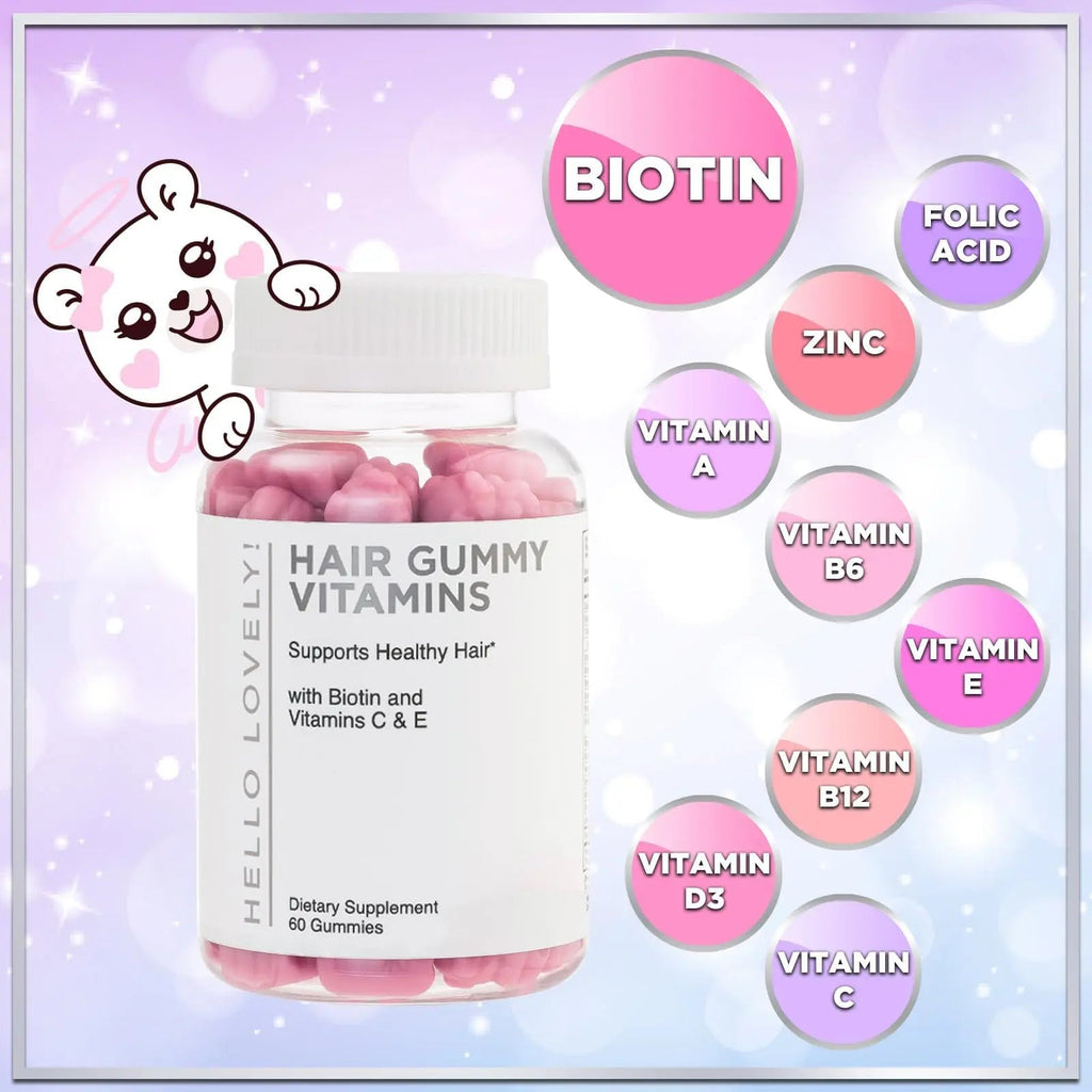 Hello Lovely! Hair Vitamins Gummies with Biotin 5000 mcg Vitamin E & C Support Hair Growt Hello Lovely! Au supplements