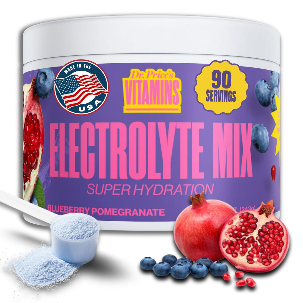 Dr. Price’s Electrolytes Powder Bulk – Blueberry Pomegranate, 90 Servings | Sugar Free Hydration Drink Mix with 72+ Trace Minerals, Manganese | Keto Electrolytes
