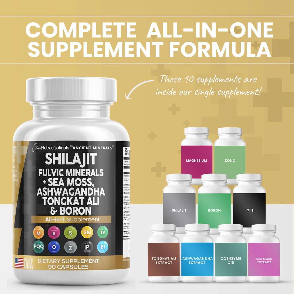 Pure Shilajit Supplement 10,000mg Himalayan w Sea Moss 6000mg Clean Nutraceuticals Au supplements