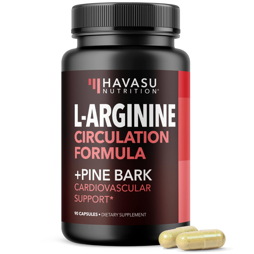 L-Arginine 1800mg and Pine Bark Extract 100mg - Nitric Oxide Supplement for Men - Performance Supplement for Men's Health - 90 Count - Endurance, Recovery Support