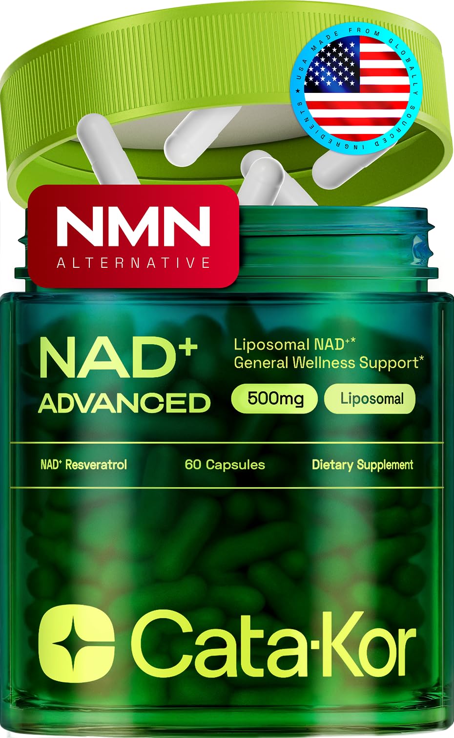 Cata-Kor Liposomal NAD Resveratrol Supplement – NMN Supplement Alternative – Third-Party Tested – Advanced NAD Supplement
