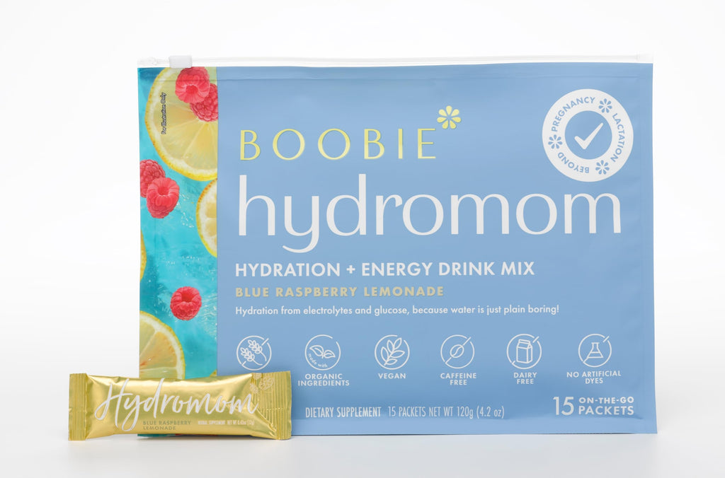 Boobie Hydromom Superfood Electrolyte Drink Mix, Blue Raspberry Lemonade | Refreshing Energy & Hydration Boost for Mamas | On-The-Go & Travel Essentials for Pregnancy,