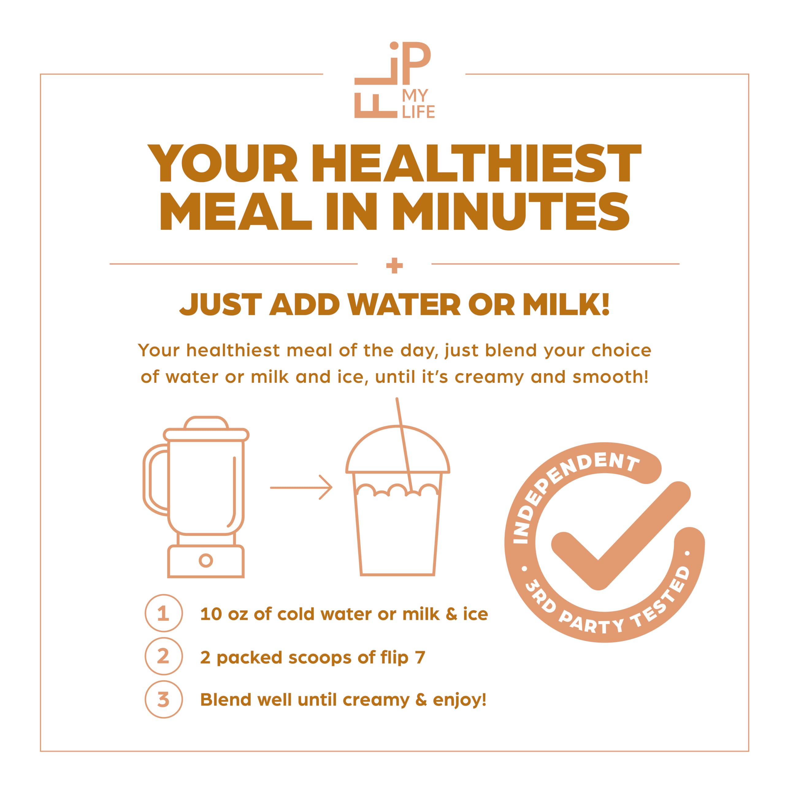 Flip My Life, Flip 7 Natural SuperFood, Plant-Based Protein, Complete Meal Replacement to Support Healthy Gut, 7 Mega Nutrient Rich Blends all in one to AGE BETTER - Peanut Butter