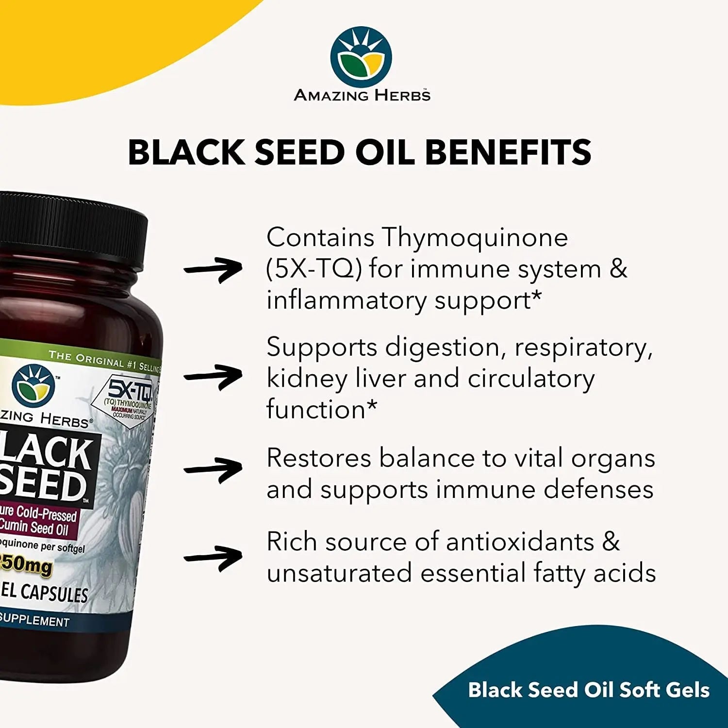 Amazing Herbs Premium Black Seed Oil Capsules - High Potency, Cold Pressed Nigella Amazing Herbs Au supplements