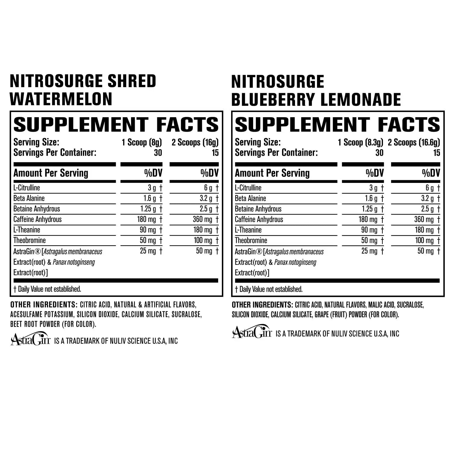 Jacked Factory Nitrosurge Pre-Workout in Blueberry Lemonade & Watermelon Nitrosurge Jacked Factory Au supplements