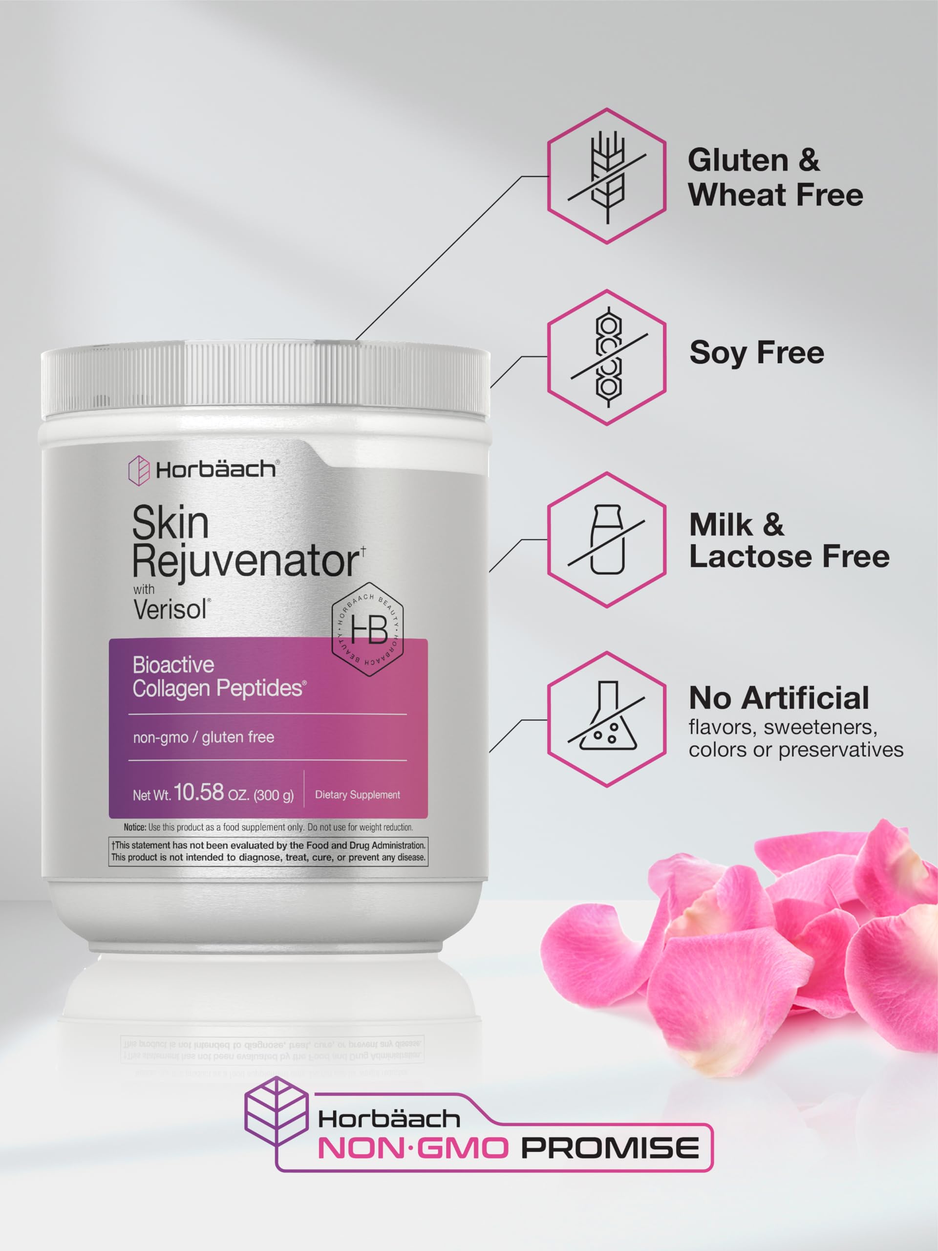 Horbäach Skin Rejuvenator with Verisol 10.58 oz | Bioactive Collagen Peptide Powder | Types I and III | Non GMO, Gluten Free Supplement Horbäach Au supplements