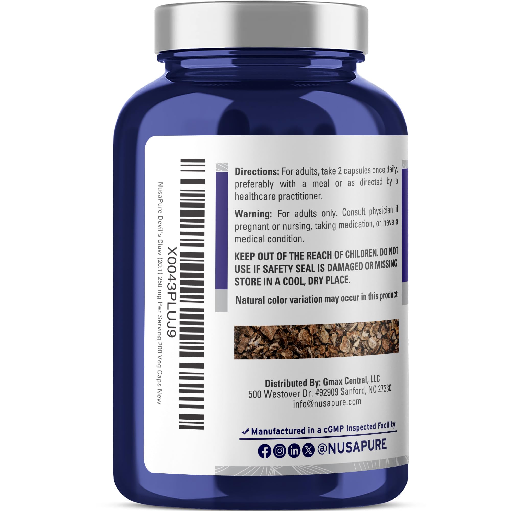 NusaPure Devil's Claw 20:1 Extract, 250 mg Equivalent to 5000mg, 200 Veggie Capsules, Concentrated Root Extract, Devils Claw Herbal Supplement, Non-GMO, Vegan Supplement NusaPure Au supplements