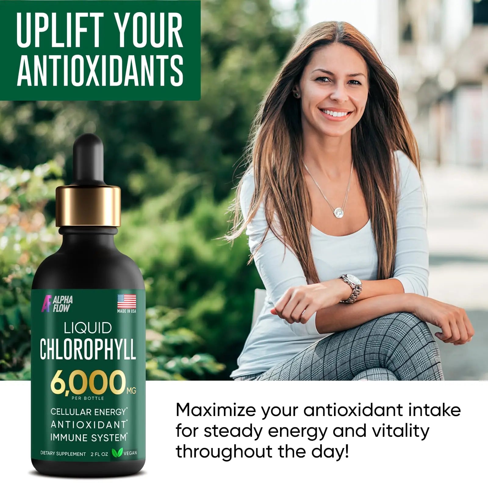 Chlorophyll Liquid Drops 6000 mg - Premium Liquid Chlorophyll Supplement - All-in-One Alpha Flow Au supplements