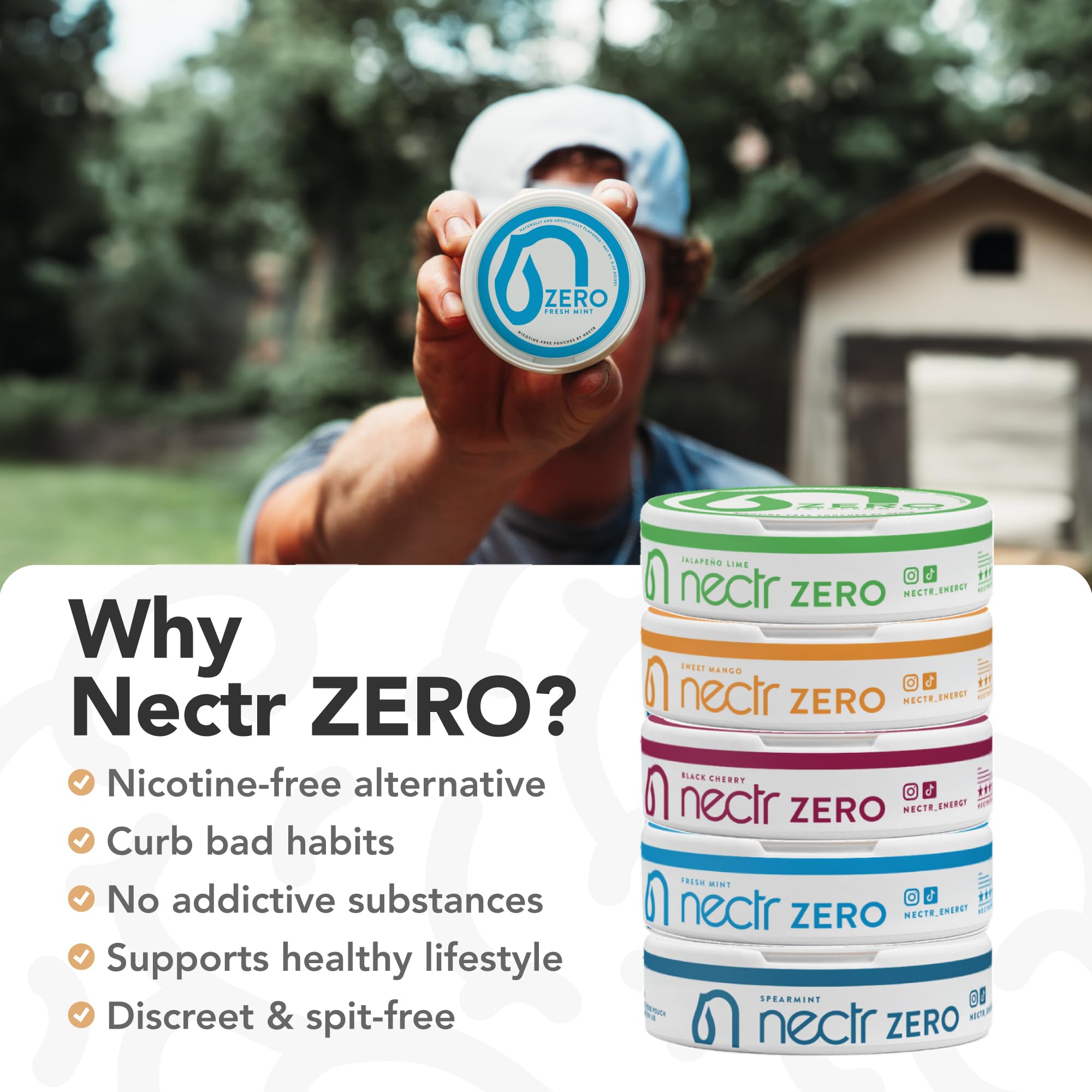 Nectr Energy Zero Pouches - No Caffeine, No Sugar, Zero Calories Mini Pouches for Oral Fixation and Stress Relief - 4 Pucks of 20 - Sweet Mango Flavor Nectr Au supplements
