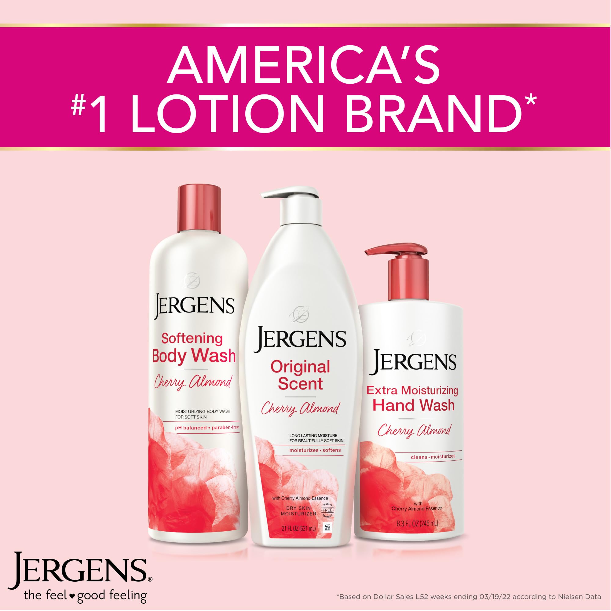 Jergens Original Scent Dry Skin Body Lotion, Hand and Body Moisturizer, Cherry Almond Essence