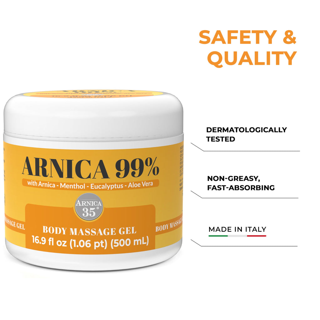 Arnica 35 Arnica Body Massage Gel – Water-Based Cosmetic Massage Gel with Arnica Montana, Fast-Absorbing Lightweight Texture, Non-Greasy Feel, Dermatologically Tested, 16.9 fl oz Arnica Au supplements