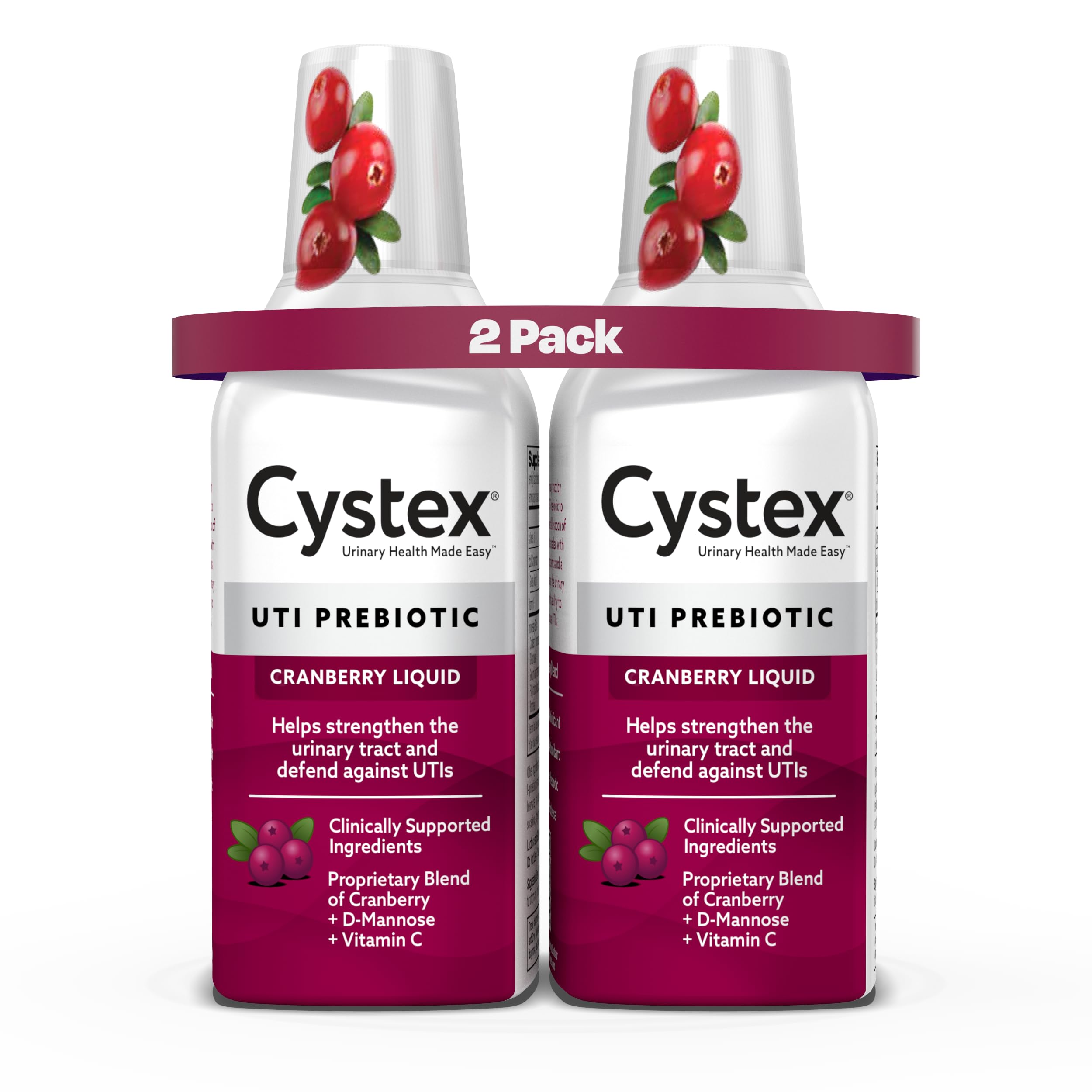 Cystex Urinary Tract Infection Support & Prevention - Cranberry Prebiotic Supplement with D-Mannose & Vitamin C for UTI Protection & Urinary Health Maintenance - 7.6 fl oz (Pack of 2) Cystex Au supplements
